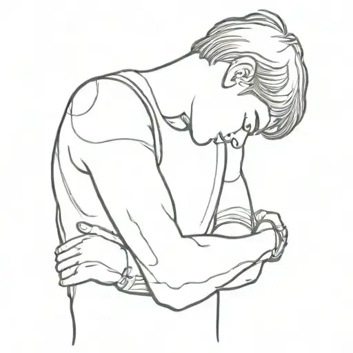 person hugging tattoo design idea