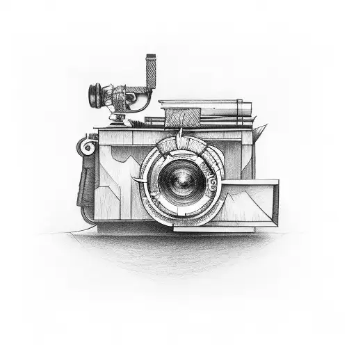 Movie camera made of carpentry tools tattoo design idea