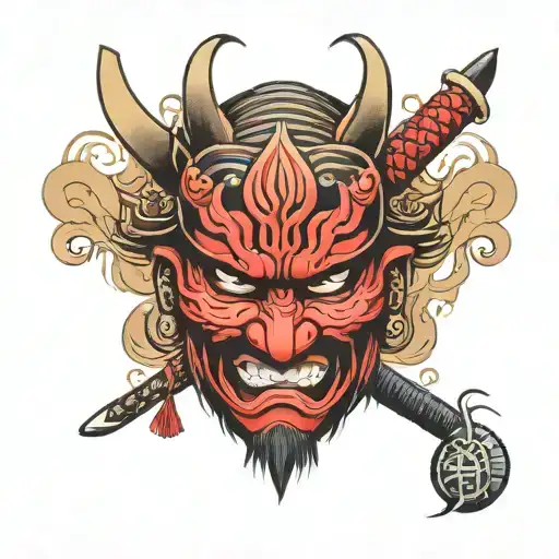 samurai mask tattoo design idea