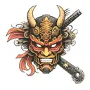 samurai mask tattoo design idea