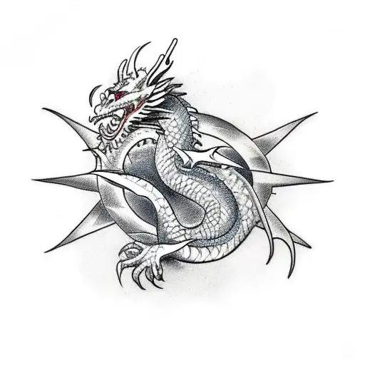 dragon entwined in a sword tattoo design idea