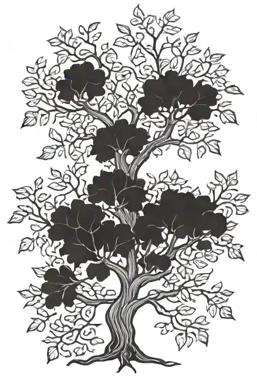 walnut tree intertwined within tattoo design idea