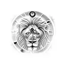 lion with roman clock tattoo design idea
