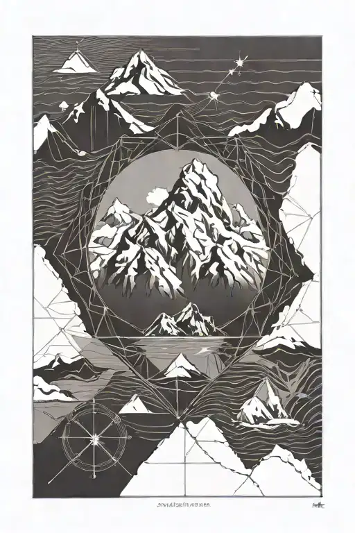 Antarctica latitude 60 degrees, line with mountain peaks tattoo design idea