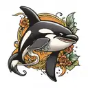 An orca biting a torpedo tattoo design idea
