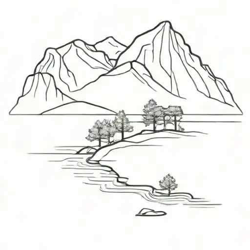 boulder on shore tattoo design idea