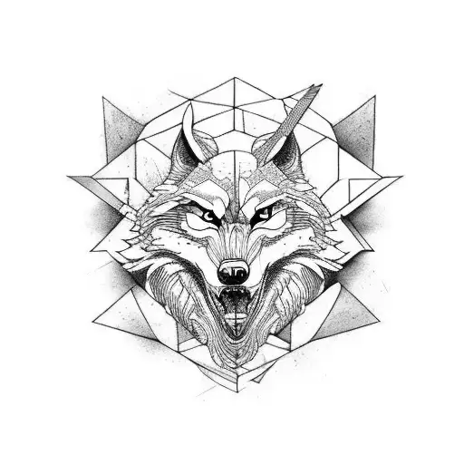  forest, viking, wolf, skull 3D tattoo design idea