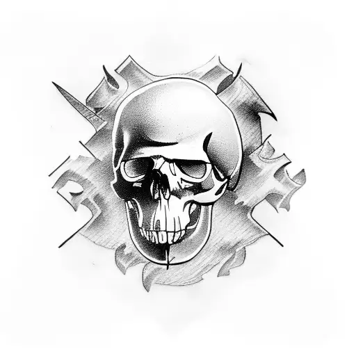 a raven, a skull and a viking below tattoo design idea