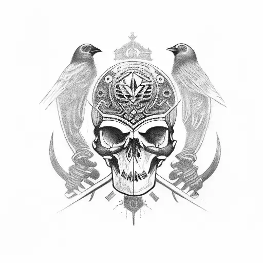 crow, skull, valhalla, viking tattoo design idea