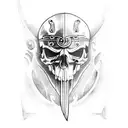 crow, skull, valhalla, viking tattoo design idea