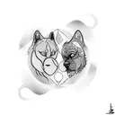 Boxer and wolf in a Yin-Yang symbol tattoo design idea