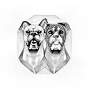 Boxer and wolf in a Yin-Yang symbol tattoo design idea