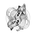 Boxer and wolf in a Yin-Yang symbol tattoo design idea