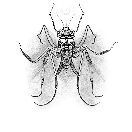 praying mantis insect tattoo design idea