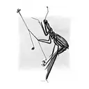 A sketch of a praying mantis playing a musical instrument tattoo design idea