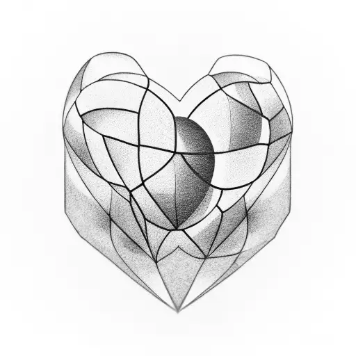 Heart divided into quarters and two of those quarters are a soccer ball tattoo design idea