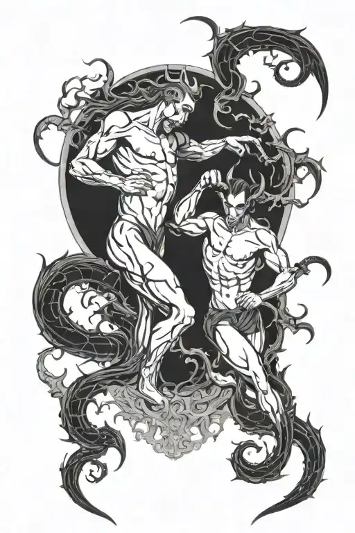god and the devil  tattoo design idea