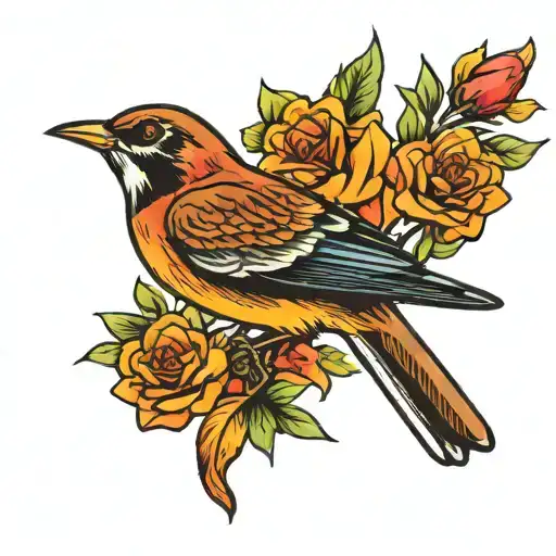american traditional bird, western tattoo design idea