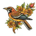 american traditional bird, western tattoo design idea