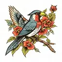 american traditional bird, western tattoo design idea