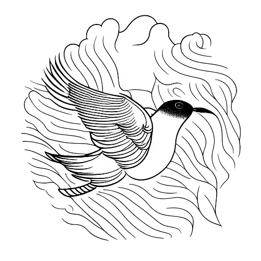 birds on branch, one flying away tattoo design idea