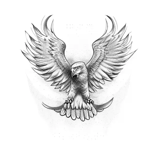 humain with wing arms attack by eagle tattoo design idea