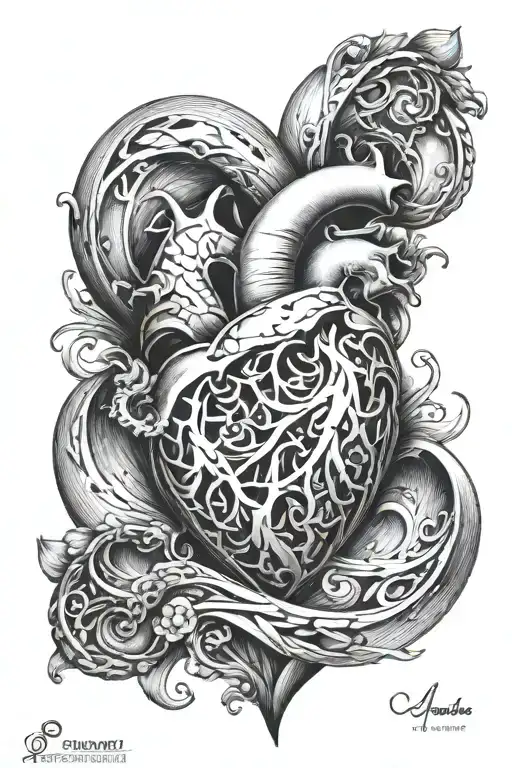 heart double helix tattoo design idea