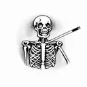 skeleton smoking cigarette tattoo design idea