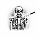 skeleton smoking cigarette tattoo design idea