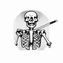 skeleton smoking cigarette tattoo design idea