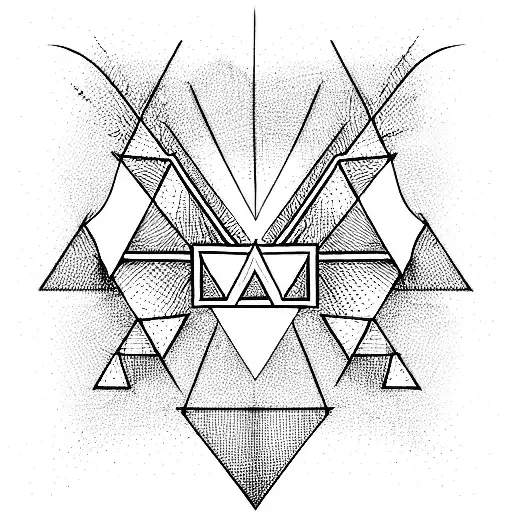 Phoenix black and white triangles tattoo design idea