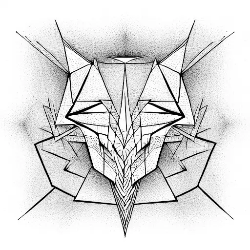 Phoenix made of black and white triangles tattoo design idea