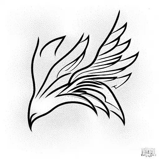 flying Phoenix made of black and white triangles side view tattoo design idea