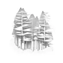 A mystical forest with cascading waterfalls tattoo design idea