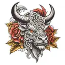 metal ox tattoo design idea