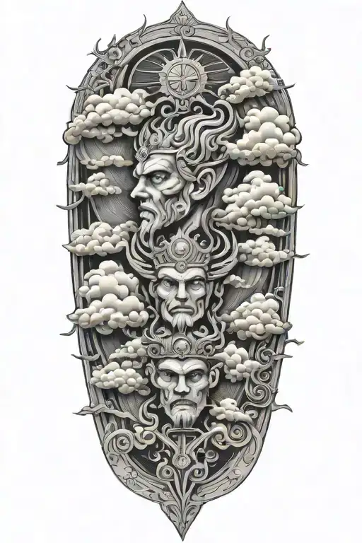zues and storm clouds  tattoo design idea