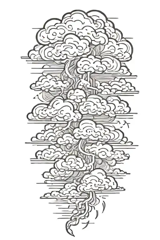 storm clouds with lightning tattoo design idea