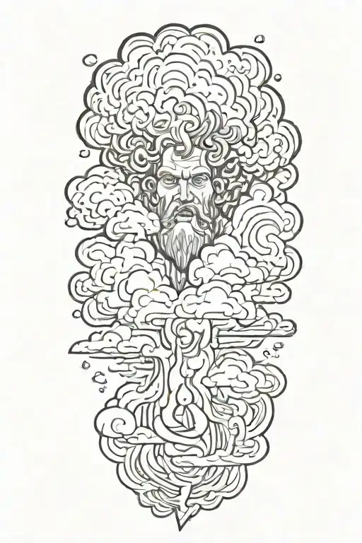 zues in a lightning storm cloud tattoo design idea