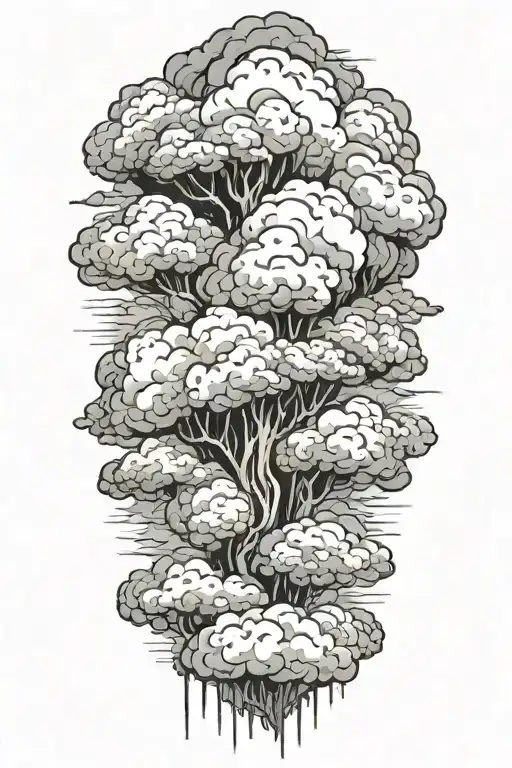 realistic raging storm cloud tattoo design idea