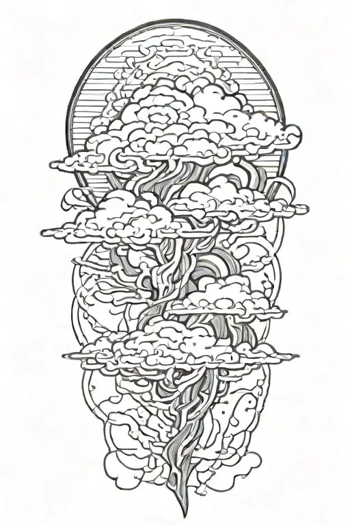 storm clouds with lightning with zues  tattoo design idea