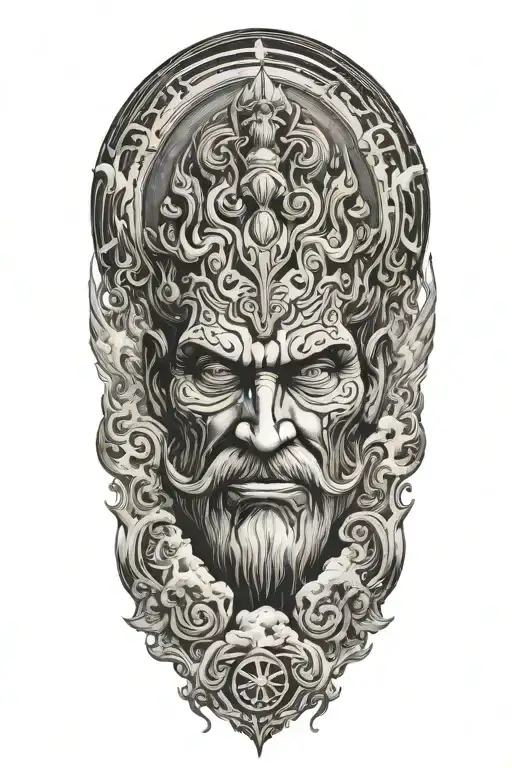 zues in a storm cloud tattoo design idea