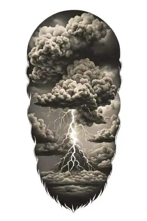 raging storm clouds tattoo design idea