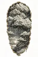 zues raging storm clouds surrounding tattoo design idea