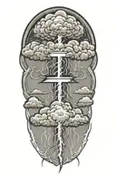 lightning storm cloud background tattoo design idea