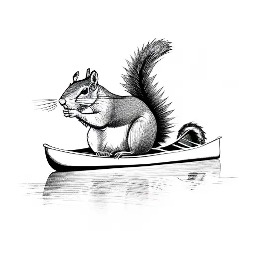 squirrel in a canoe tattoo design idea