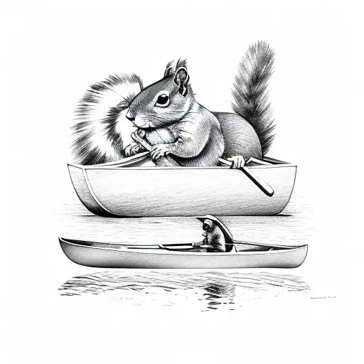 squirrel in a canoe tattoo design idea