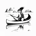 squirrel in a canoe tattoo design idea