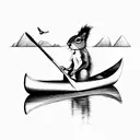 squirrel in a canoe tattoo design idea