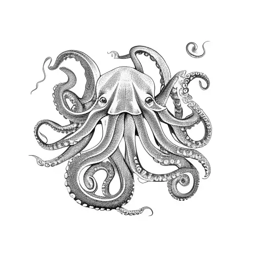 evolution of the octopus from an ammonite. tattoo design idea