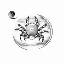 crab and moon phases tattoo design idea
